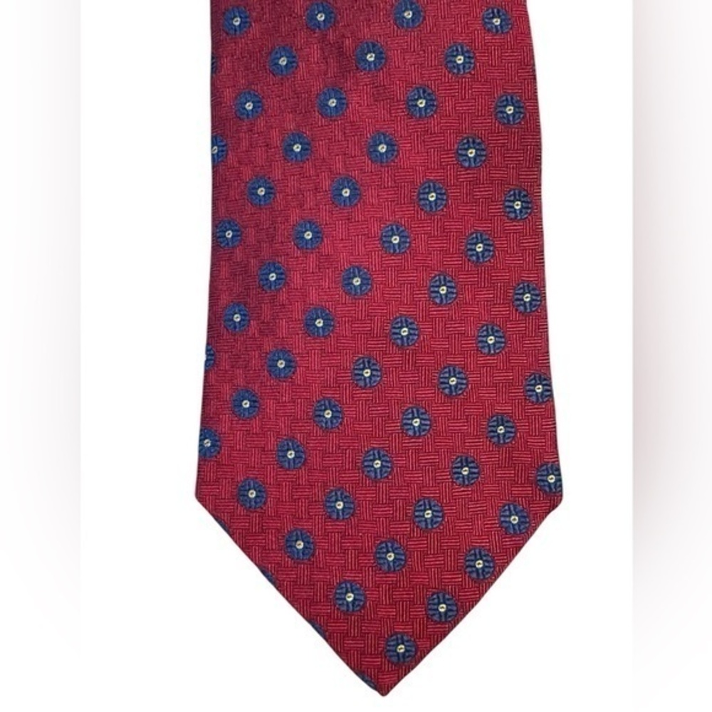 Park Avenue by Mayers Elegant Red and Blue Patterned Silk Tie